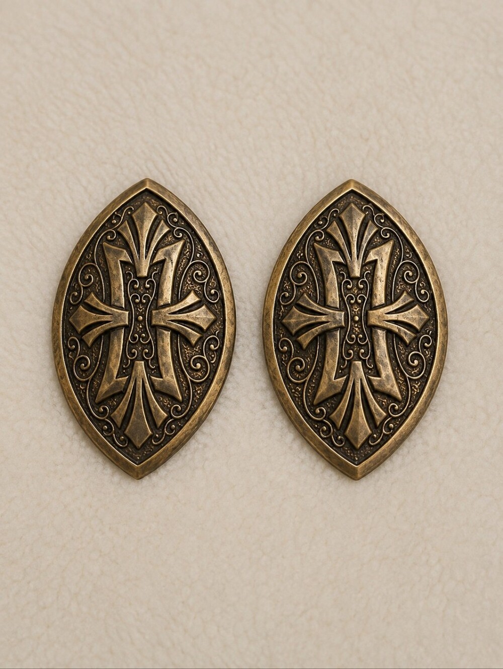 Vintage Medieval Warrior Shield Castlecore Post Earrings